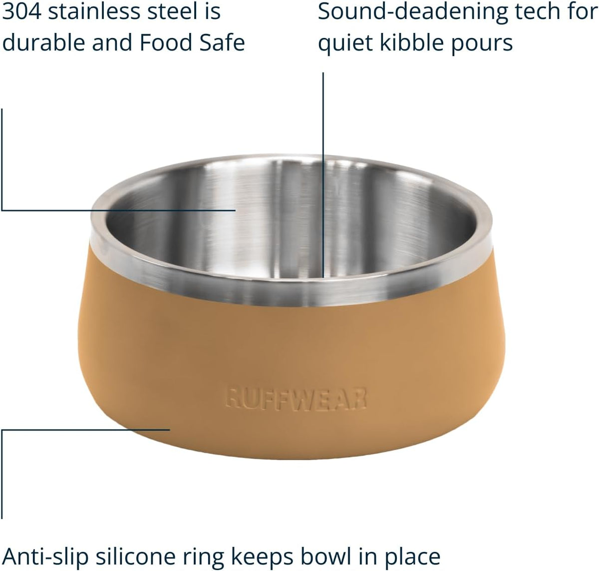 Rust Resistant Metal Stainless Steel Dog Food and Water Bowl, Tan