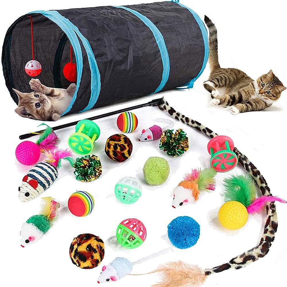 21 Piece Interactive Cat Play Tunnel Activity Set for Indoor Playtime