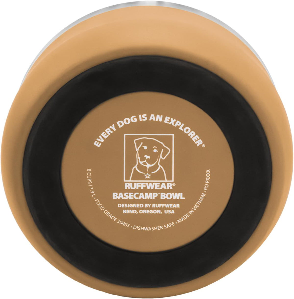 Rust Resistant Metal Stainless Steel Dog Food and Water Bowl, Tan
