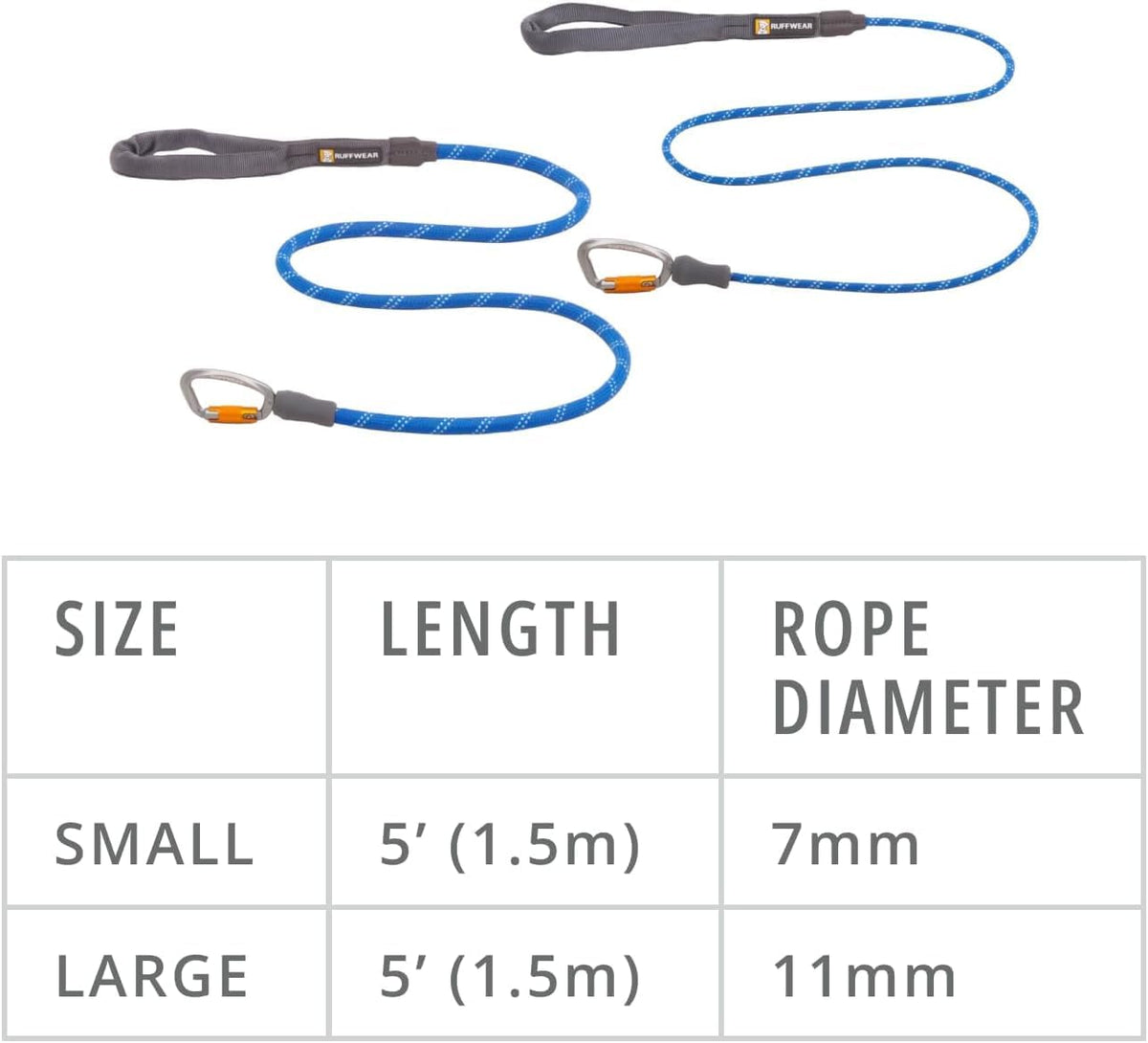 Heavy Duty Rope Dog Leash with Locking Carabiner Clip, Blue Pool Color