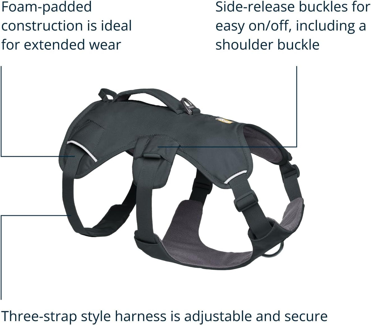 All Day Hiking Dog Support Harness Vest with Lift Handle Grip, Gray