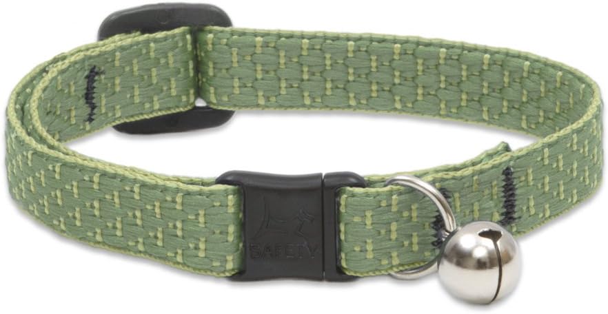 Adjustable Breakaway Safety Cat Collar with Bell, Moss Green 8-12 Inch
