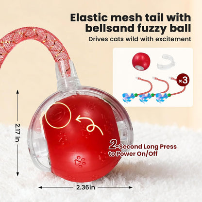 Automatic Interactive Motion Cat Ball Toy for Indoor Playtime, Red