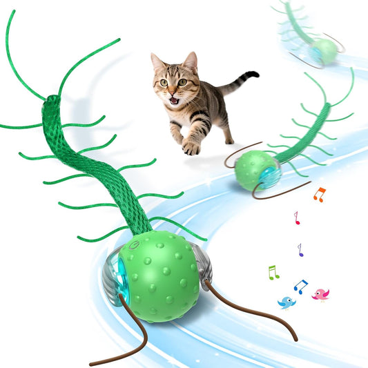 Interactive Motion Cat Ball Toy with Chirping Sound Effects, Green