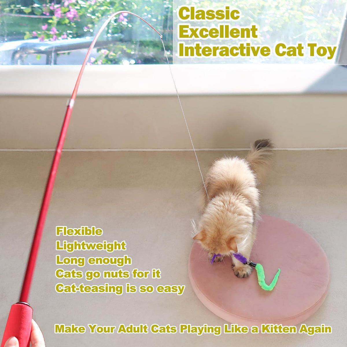 11 Piece Interactive Cat Feather Wand Toy Set for Indoor Play Exercise