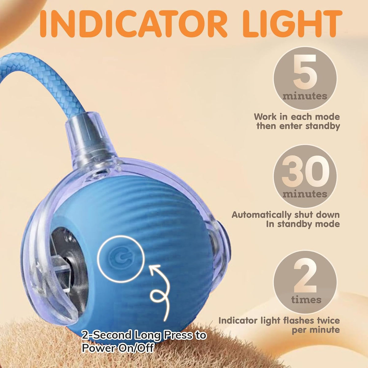 Automatic Interactive Motion Cat Ball Toy for Indoor Playtime, Blue