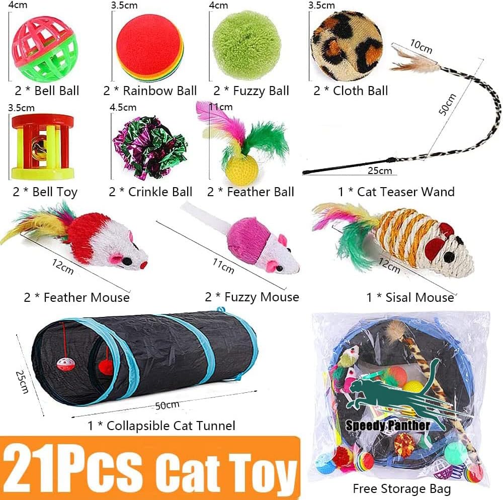21 Piece Interactive Cat Play Tunnel Activity Set for Indoor Playtime